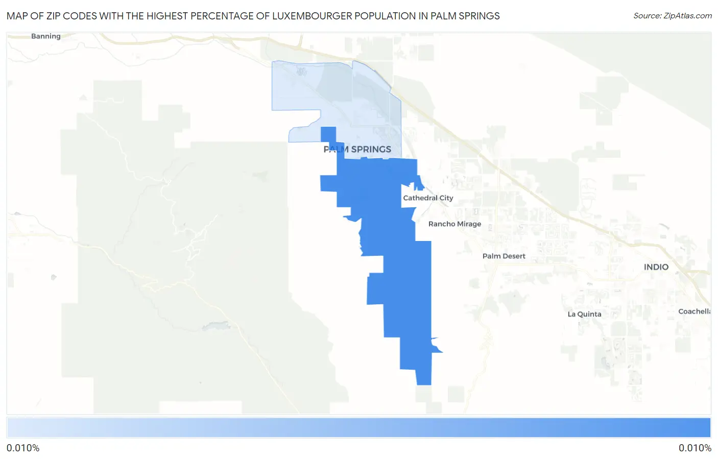 Zip Codes with the Highest Percentage of Luxembourger Population in Palm Springs Map