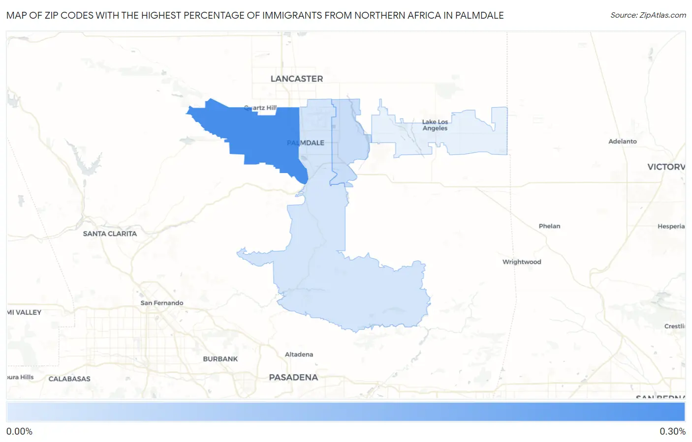 Zip Codes with the Highest Percentage of Immigrants from Northern Africa in Palmdale Map