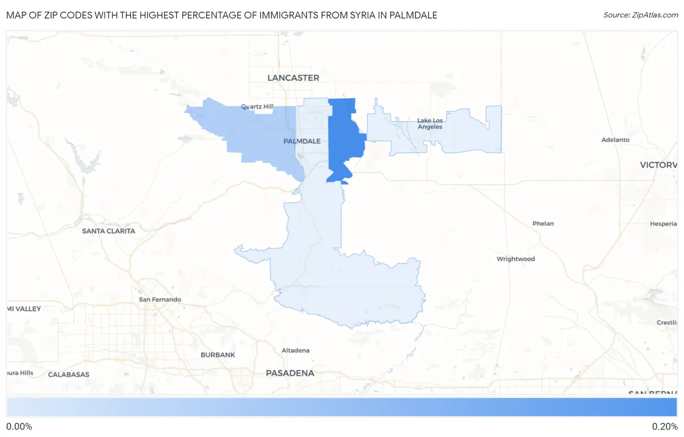 Zip Codes with the Highest Percentage of Immigrants from Syria in Palmdale Map