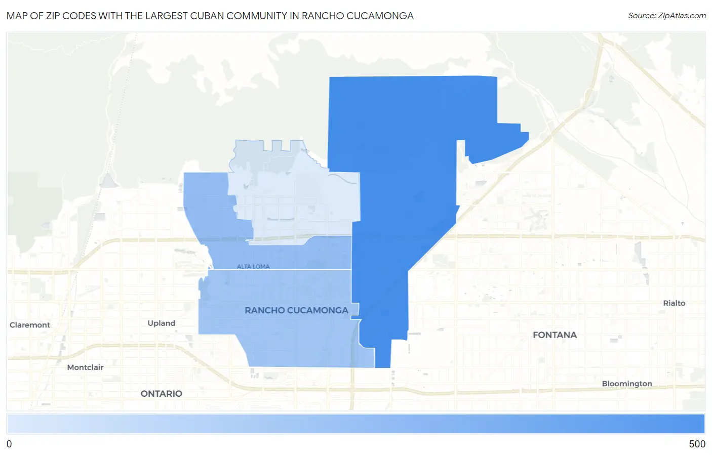 Zip Codes with the Largest Cuban Community in Rancho Cucamonga Map