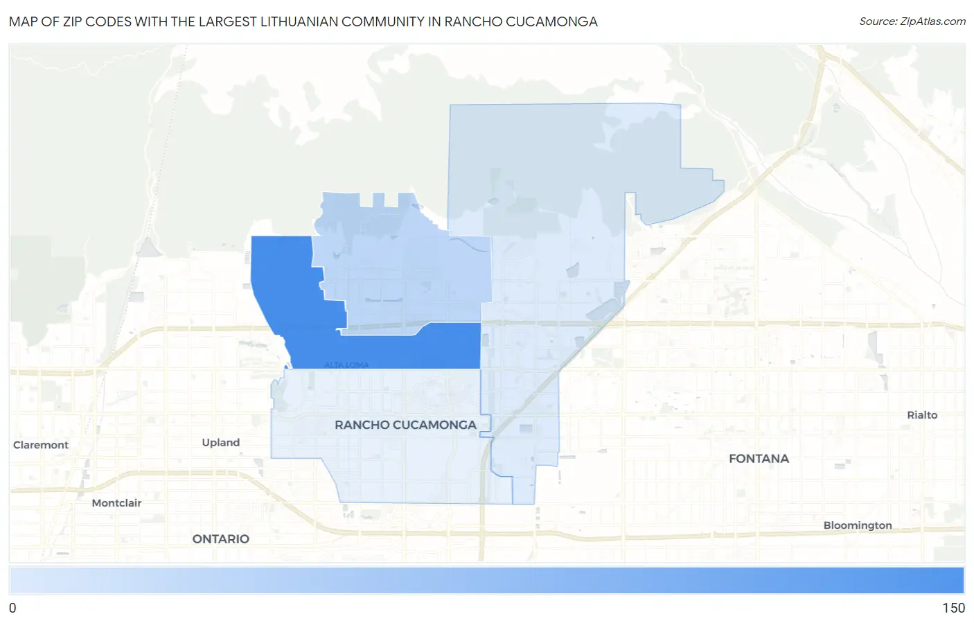 Zip Codes with the Largest Lithuanian Community in Rancho Cucamonga Map