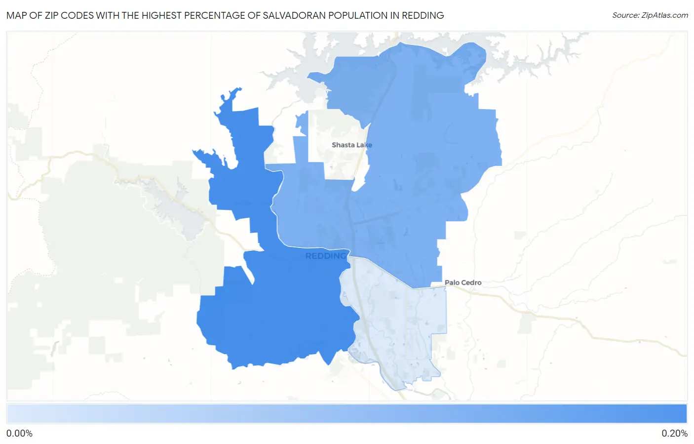 Zip Codes with the Highest Percentage of Salvadoran Population in Redding Map