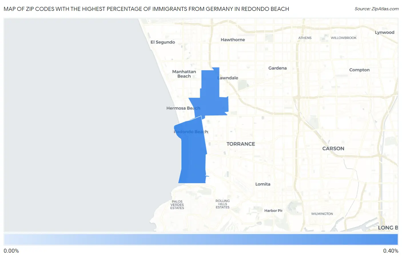 Zip Codes with the Highest Percentage of Immigrants from Germany in Redondo Beach Map