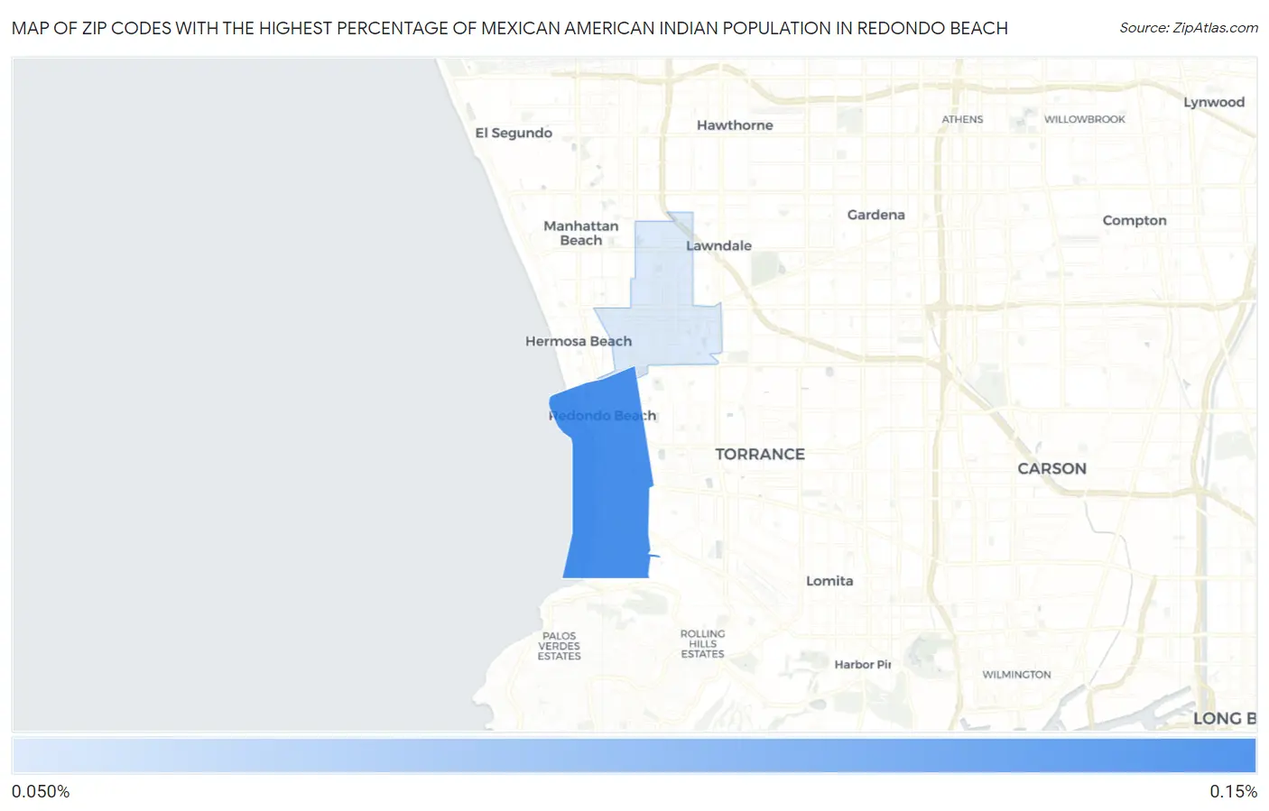 Zip Codes with the Highest Percentage of Mexican American Indian Population in Redondo Beach Map
