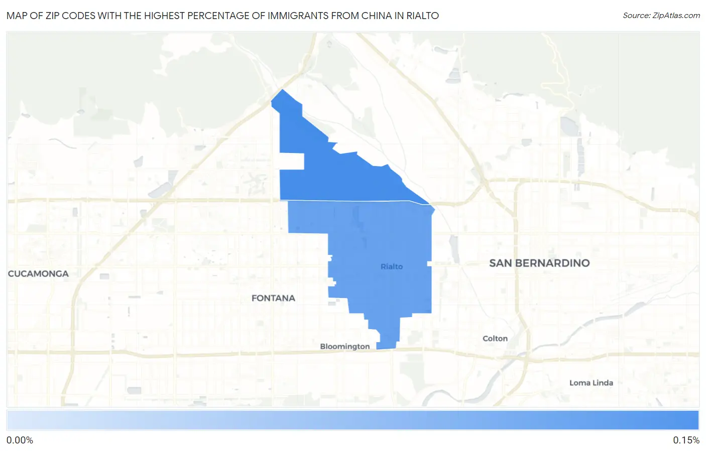 Zip Codes with the Highest Percentage of Immigrants from China in Rialto Map