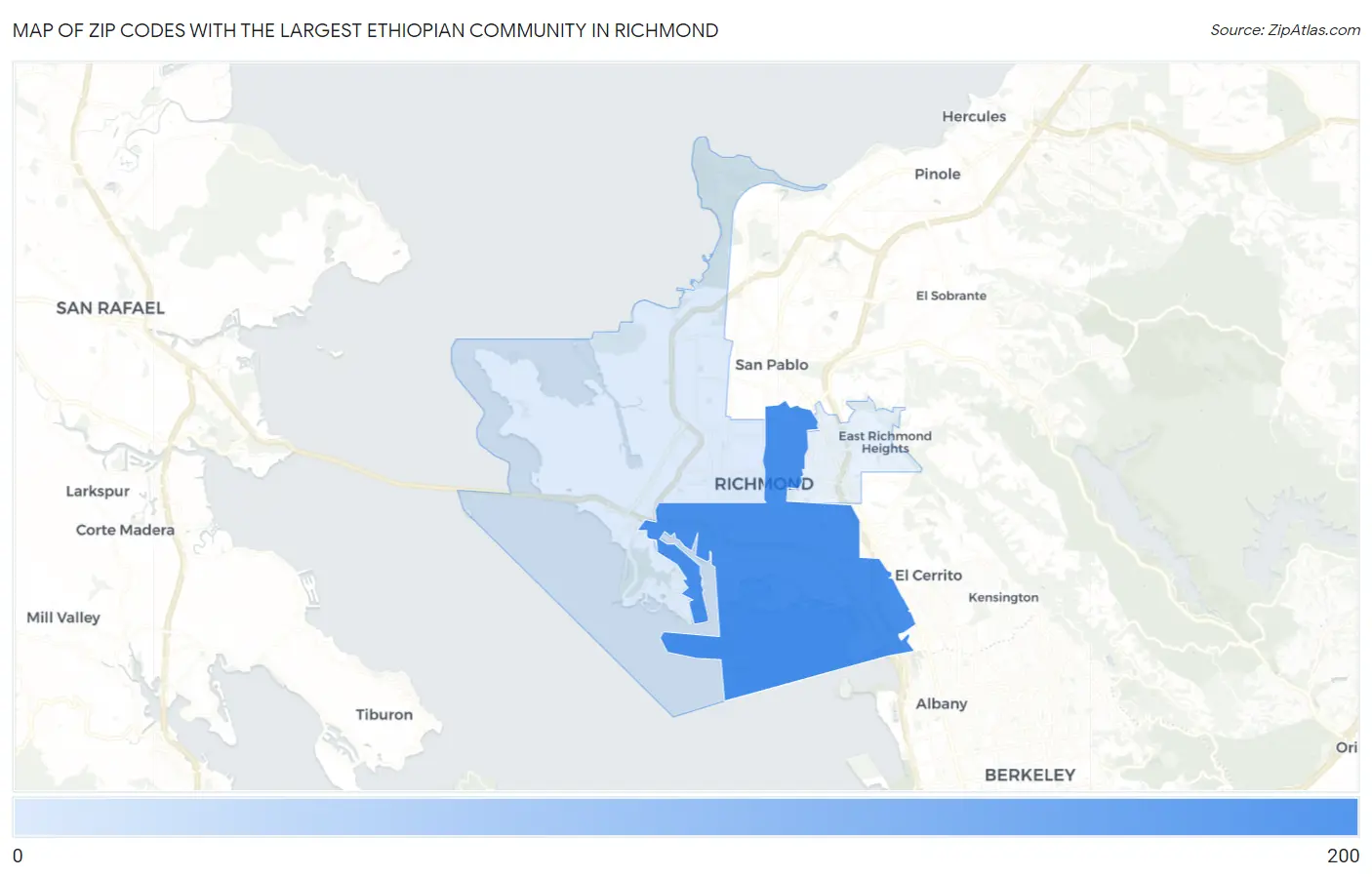 Zip Codes with the Largest Ethiopian Community in Richmond Map