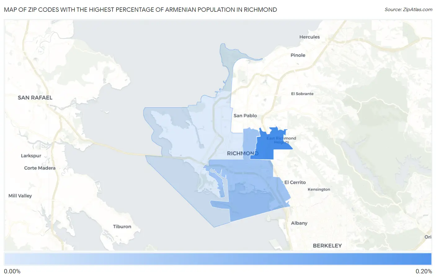 Zip Codes with the Highest Percentage of Armenian Population in Richmond Map