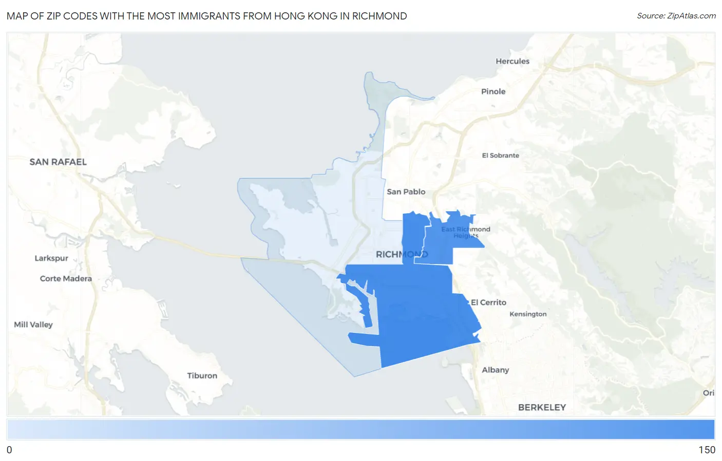 Zip Codes with the Most Immigrants from Hong Kong in Richmond Map