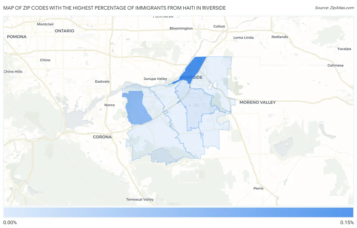 Zip Codes with the Highest Percentage of Immigrants from Haiti in Riverside Map