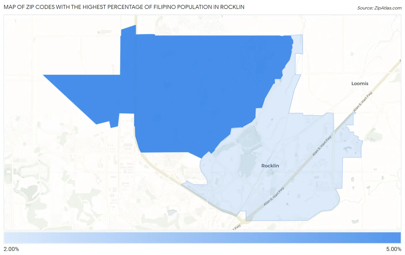 Zip Codes with the Highest Percentage of Filipino Population in Rocklin Map