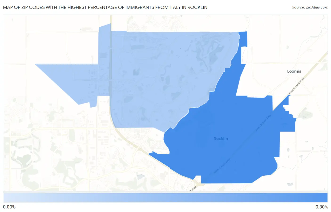 Zip Codes with the Highest Percentage of Immigrants from Italy in Rocklin Map