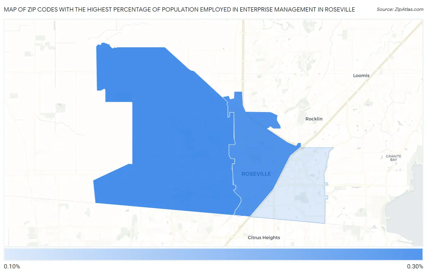 Zip Codes with the Highest Percentage of Population Employed in Enterprise Management in Roseville Map