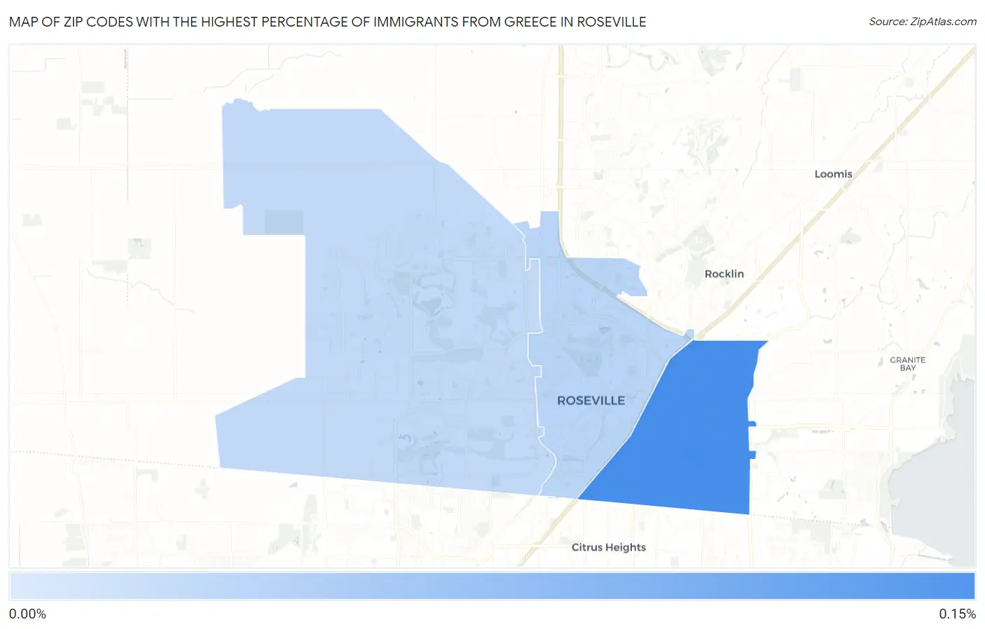 Zip Codes with the Highest Percentage of Immigrants from Greece in Roseville Map
