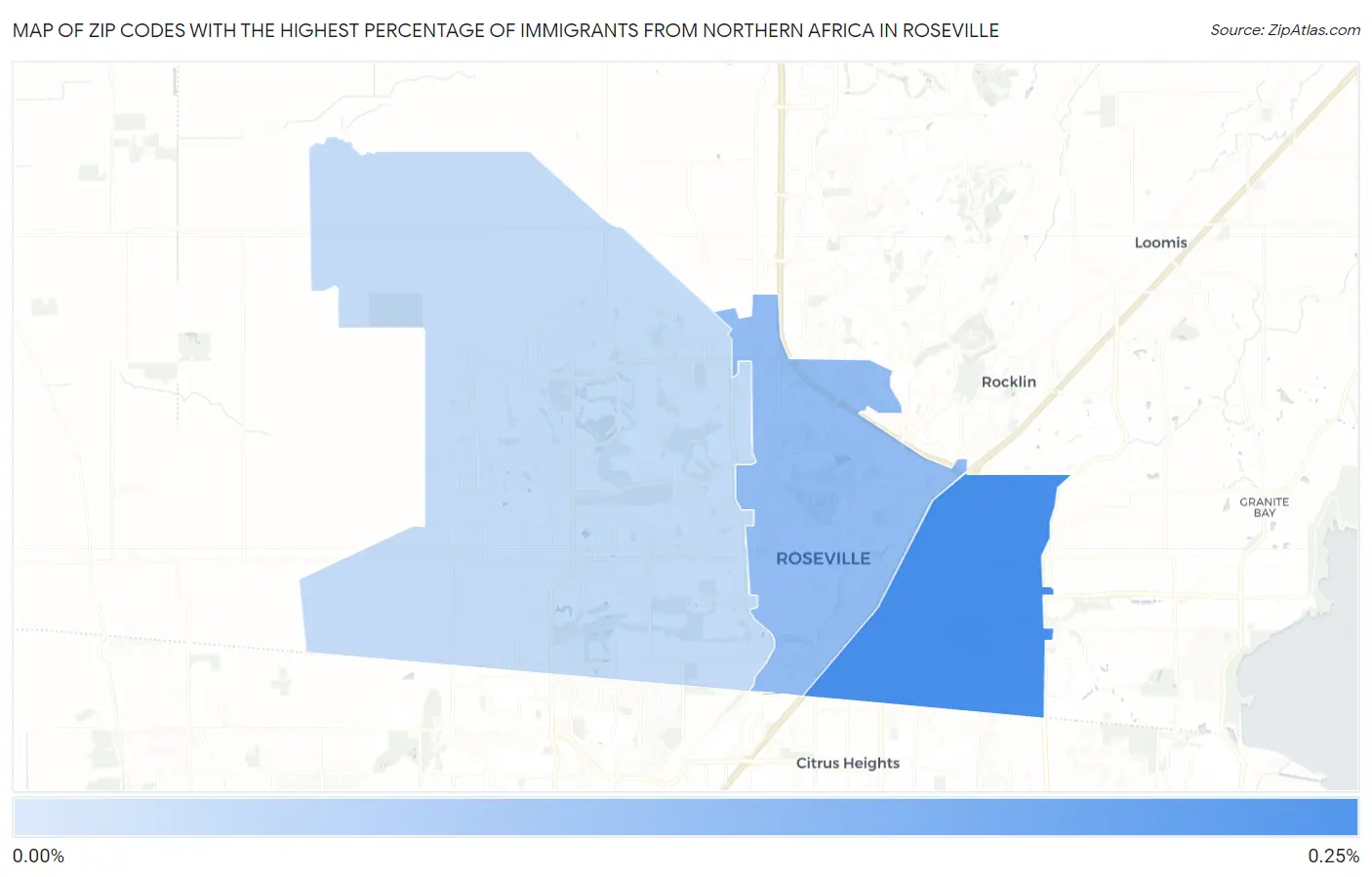 Zip Codes with the Highest Percentage of Immigrants from Northern Africa in Roseville Map