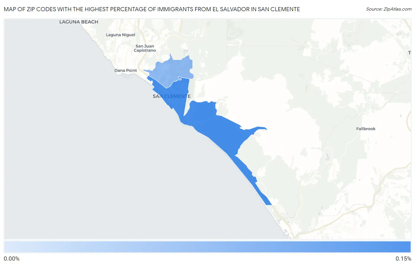 Zip Codes with the Highest Percentage of Immigrants from El Salvador in San Clemente Map