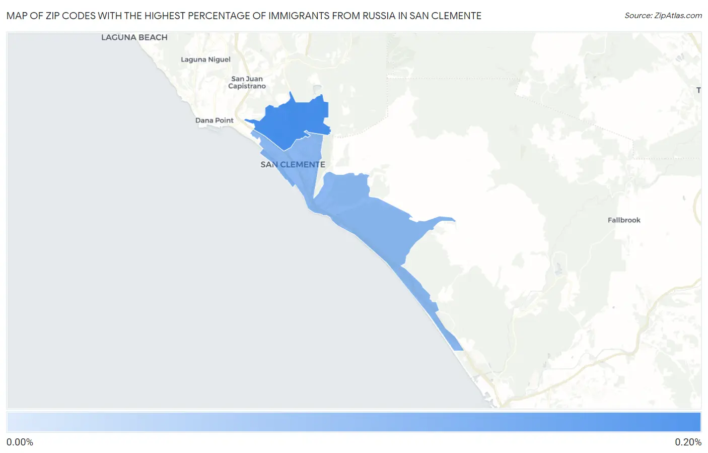 Zip Codes with the Highest Percentage of Immigrants from Russia in San Clemente Map