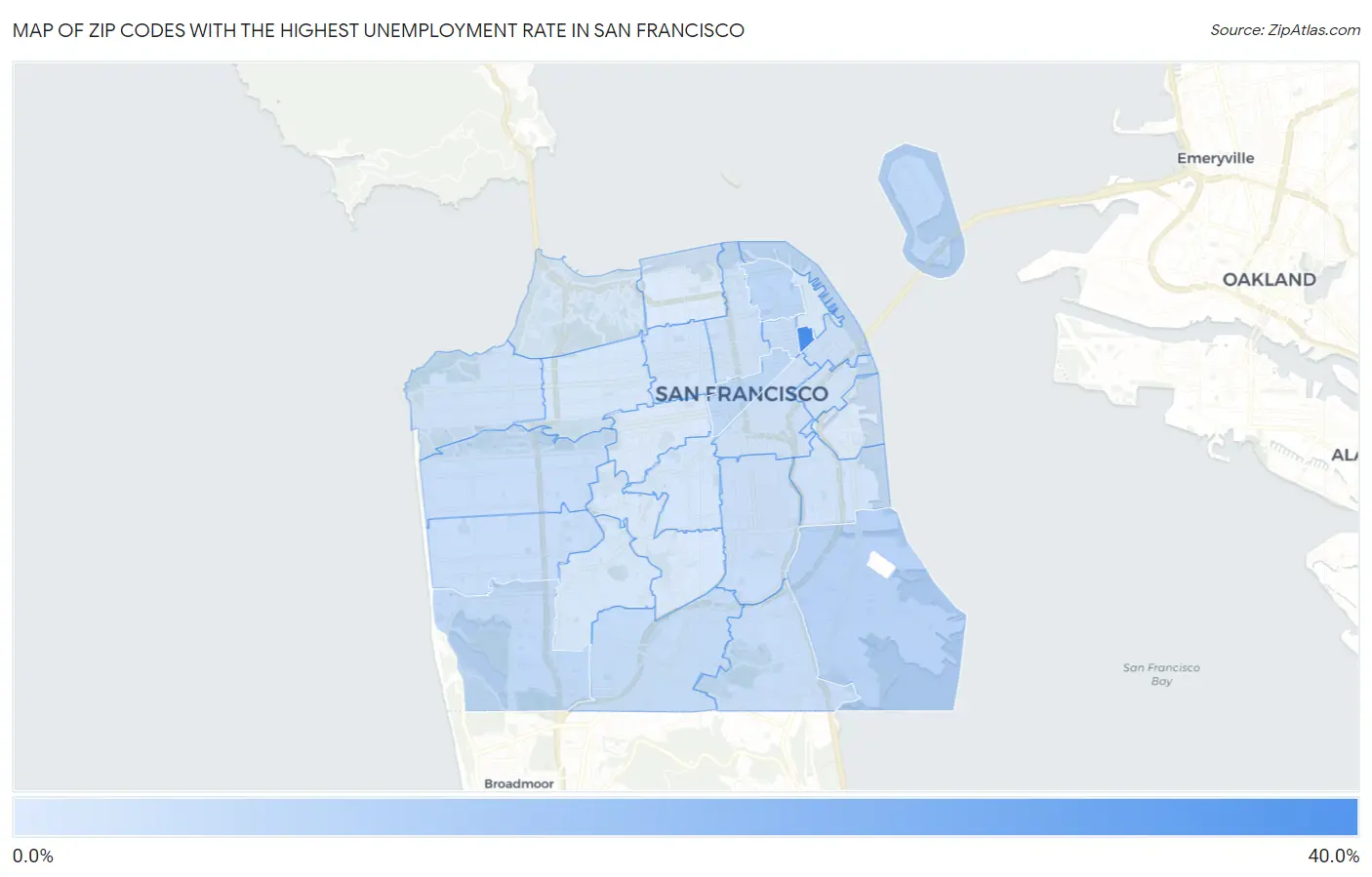 Zip Codes with the Highest Unemployment Rate in San Francisco Map
