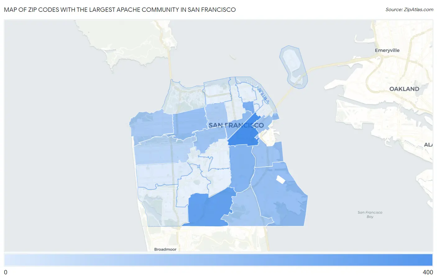 Zip Codes with the Largest Apache Community in San Francisco Map