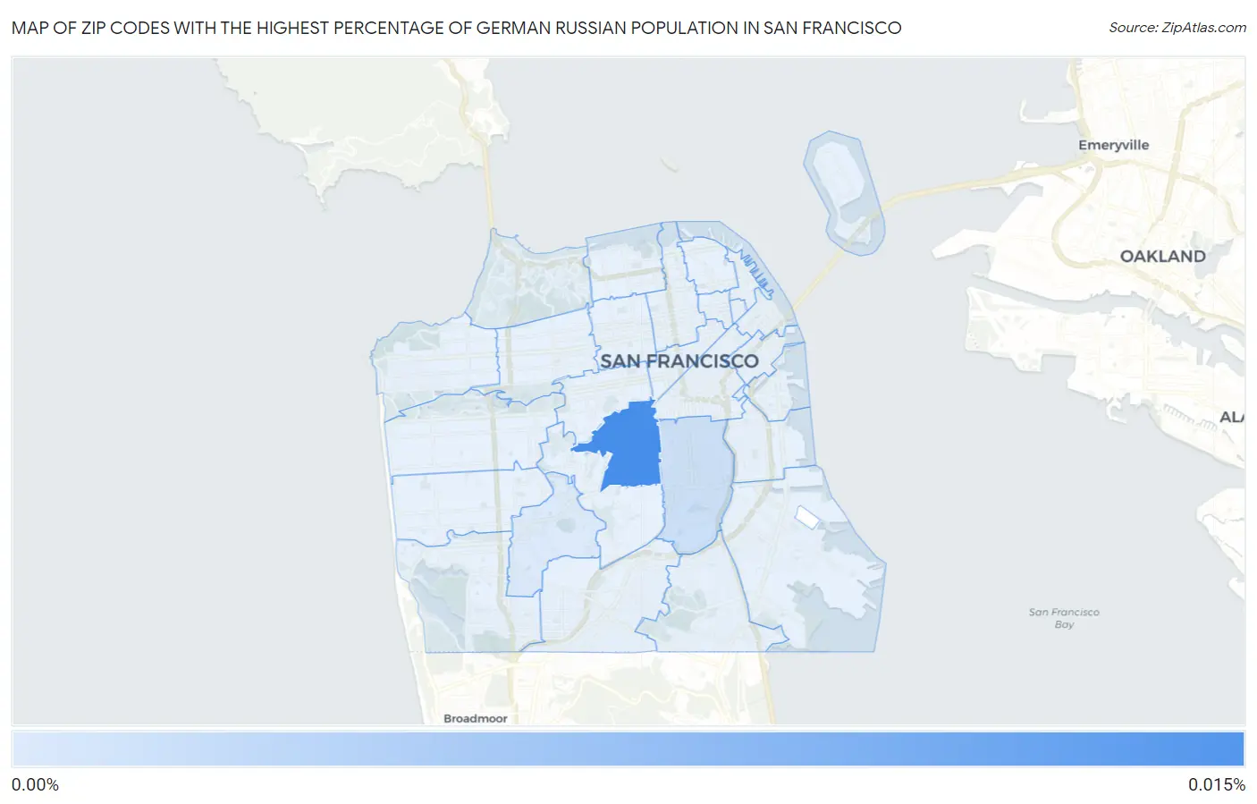 Zip Codes with the Highest Percentage of German Russian Population in San Francisco Map