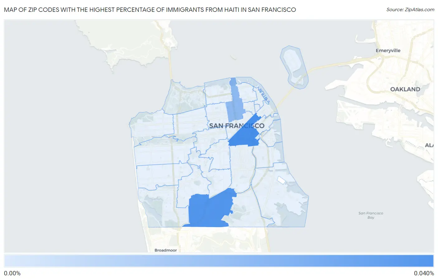Zip Codes with the Highest Percentage of Immigrants from Haiti in San Francisco Map