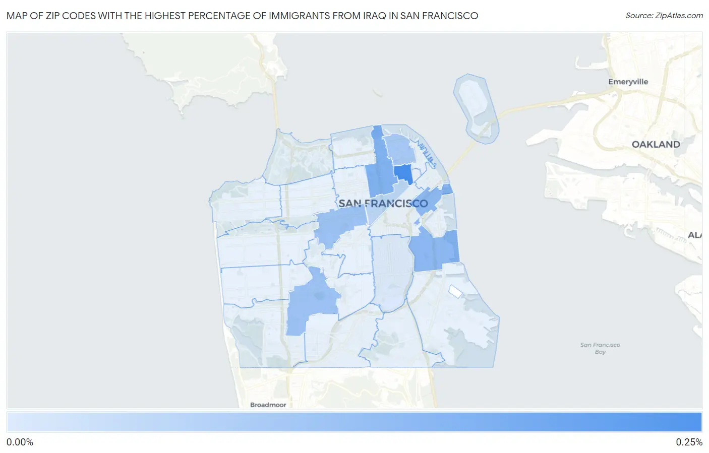 Zip Codes with the Highest Percentage of Immigrants from Iraq in San Francisco Map
