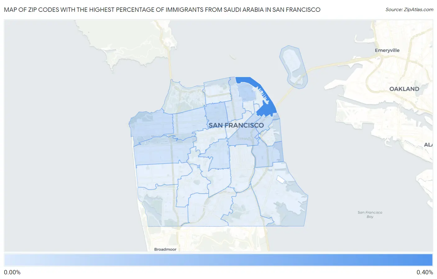 Zip Codes with the Highest Percentage of Immigrants from Saudi Arabia in San Francisco Map