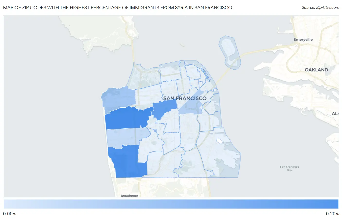 Zip Codes with the Highest Percentage of Immigrants from Syria in San Francisco Map