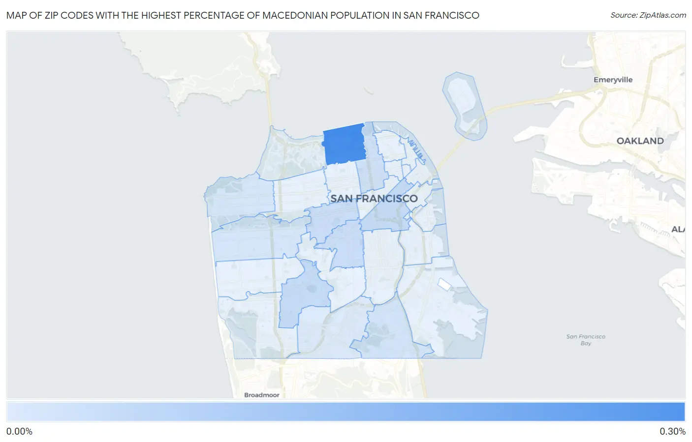 Zip Codes with the Highest Percentage of Macedonian Population in San Francisco Map