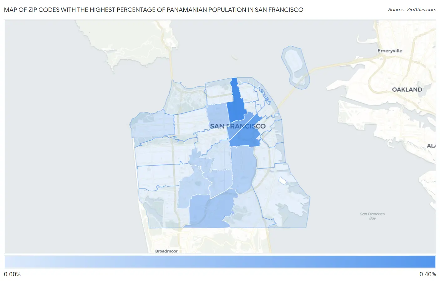 Zip Codes with the Highest Percentage of Panamanian Population in San Francisco Map