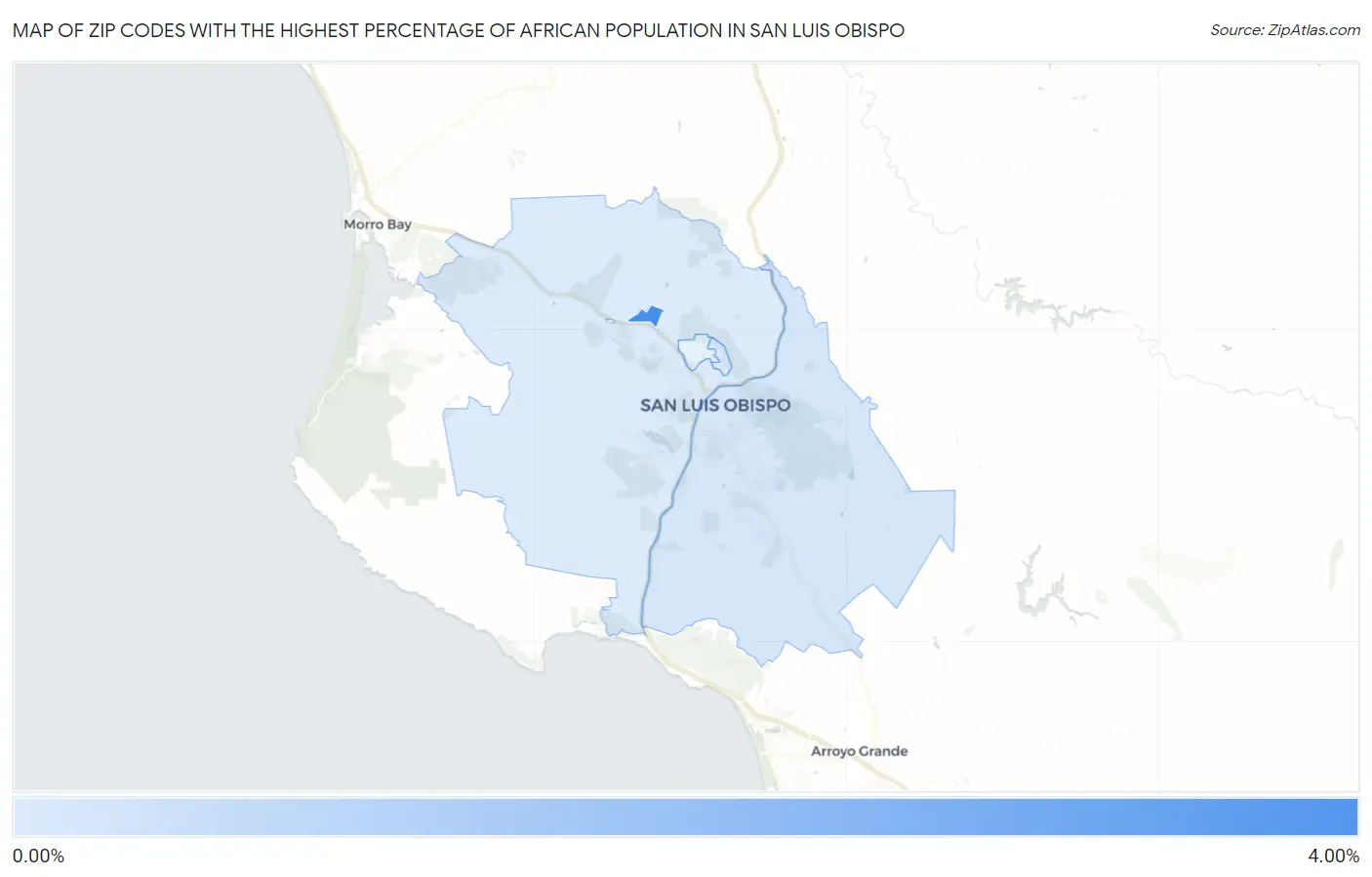 Zip Codes with the Highest Percentage of African Population in San Luis Obispo Map