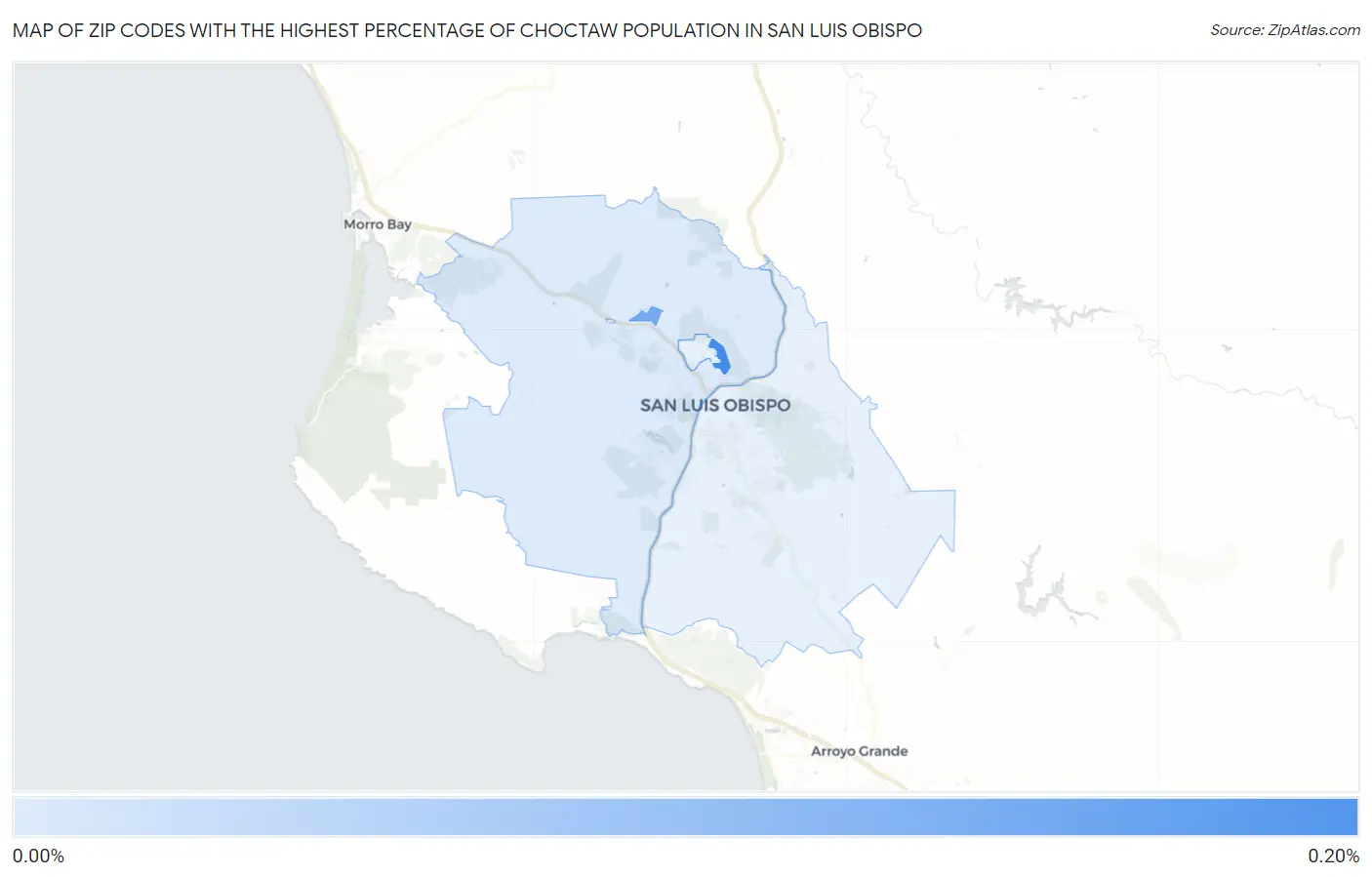 Zip Codes with the Highest Percentage of Choctaw Population in San Luis Obispo Map