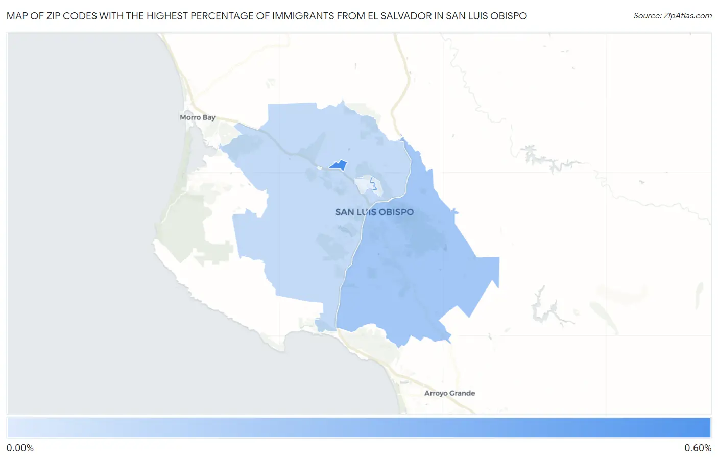Zip Codes with the Highest Percentage of Immigrants from El Salvador in San Luis Obispo Map