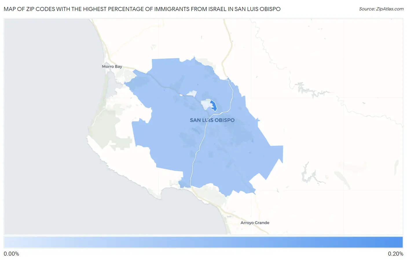 Zip Codes with the Highest Percentage of Immigrants from Israel in San Luis Obispo Map