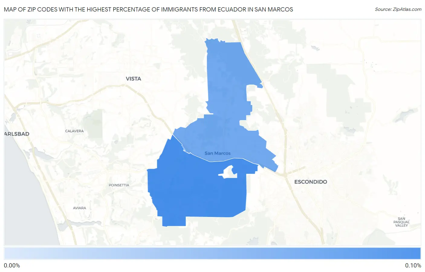 Zip Codes with the Highest Percentage of Immigrants from Ecuador in San Marcos Map
