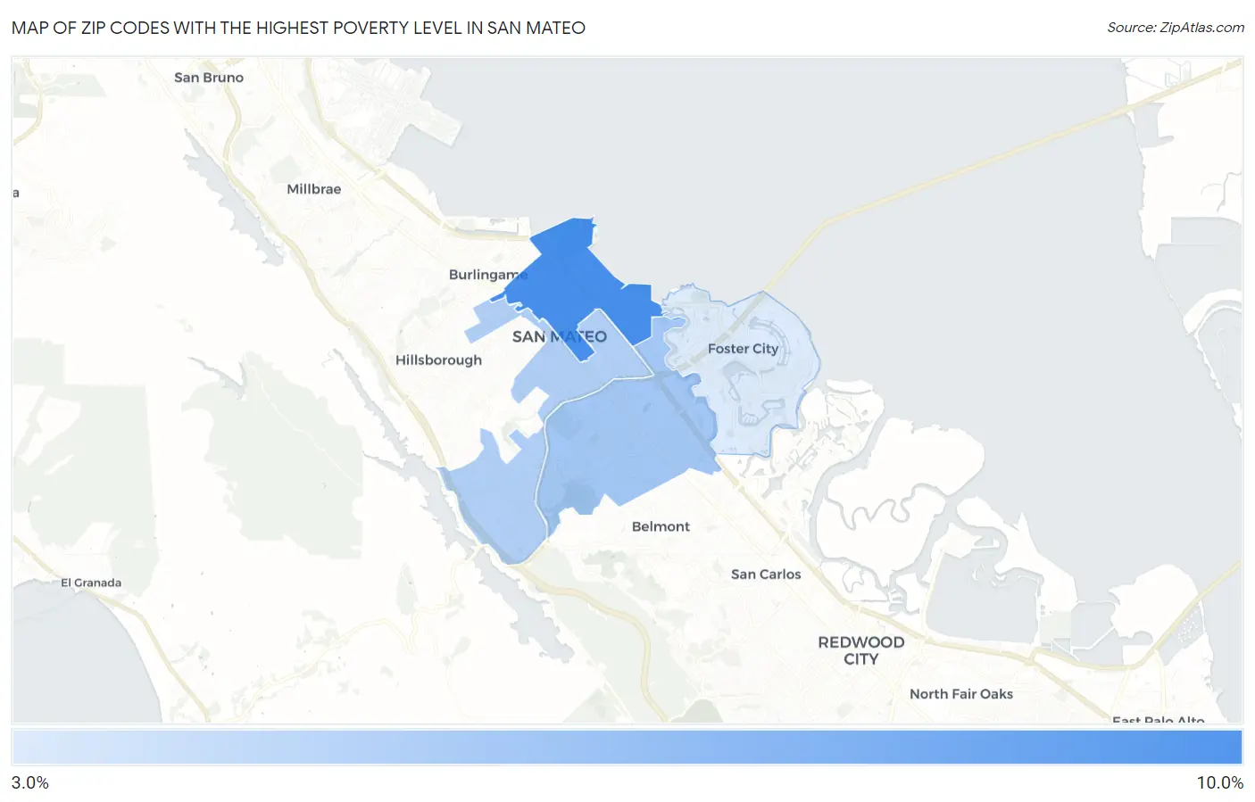 Zip Codes with the Highest Poverty Level in San Mateo Map