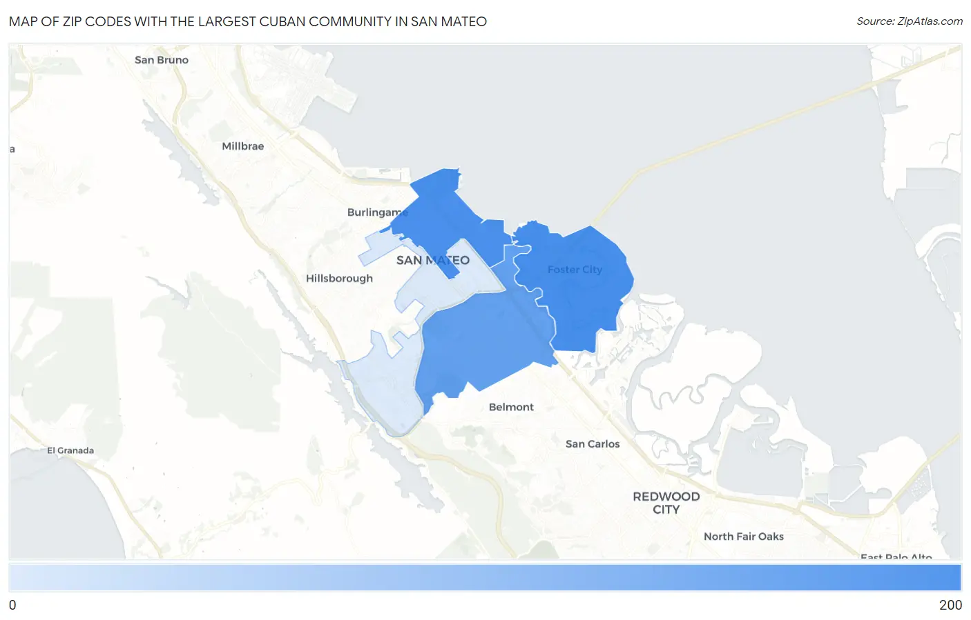 Zip Codes with the Largest Cuban Community in San Mateo Map