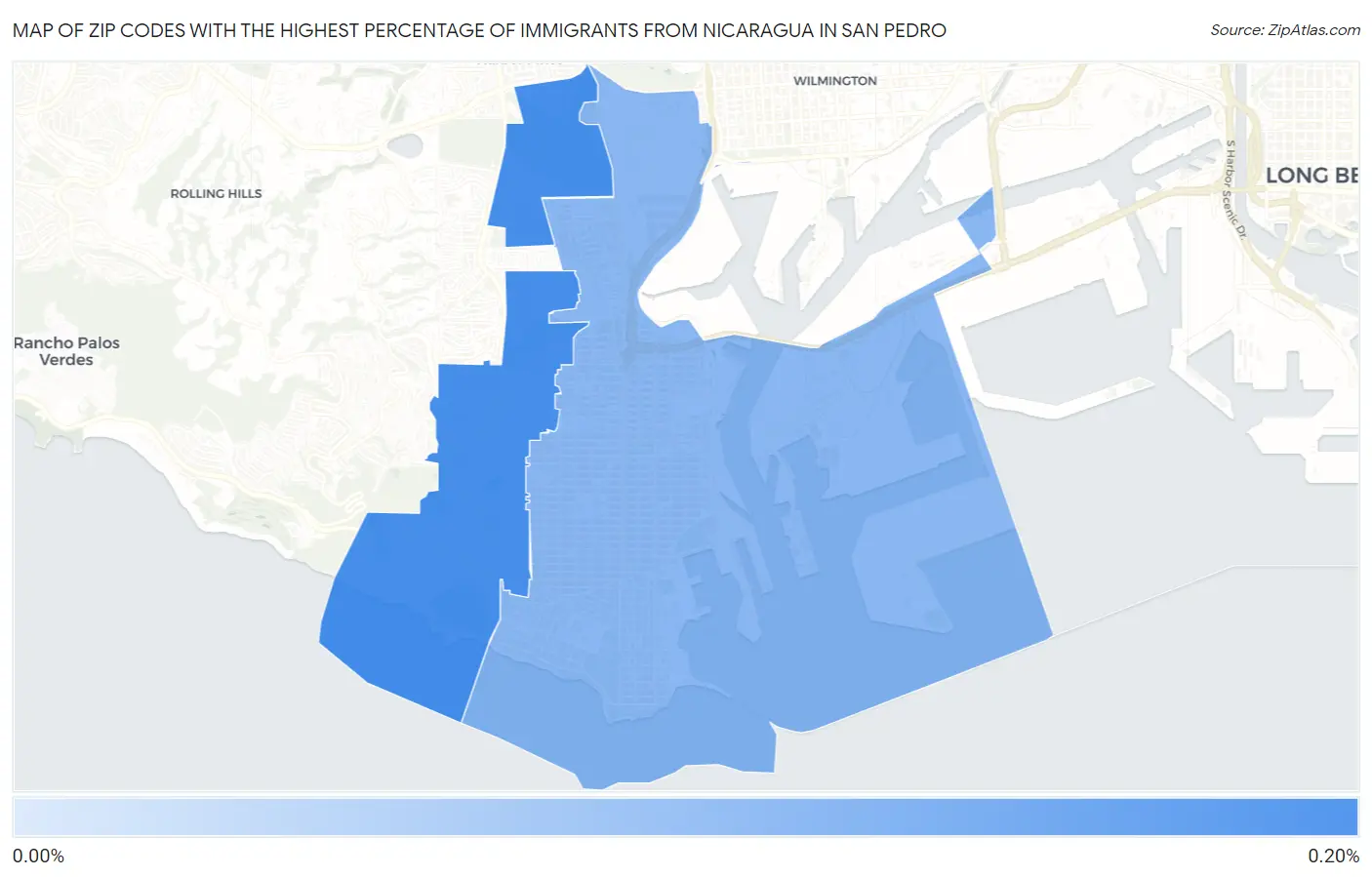 Zip Codes with the Highest Percentage of Immigrants from Nicaragua in San Pedro Map