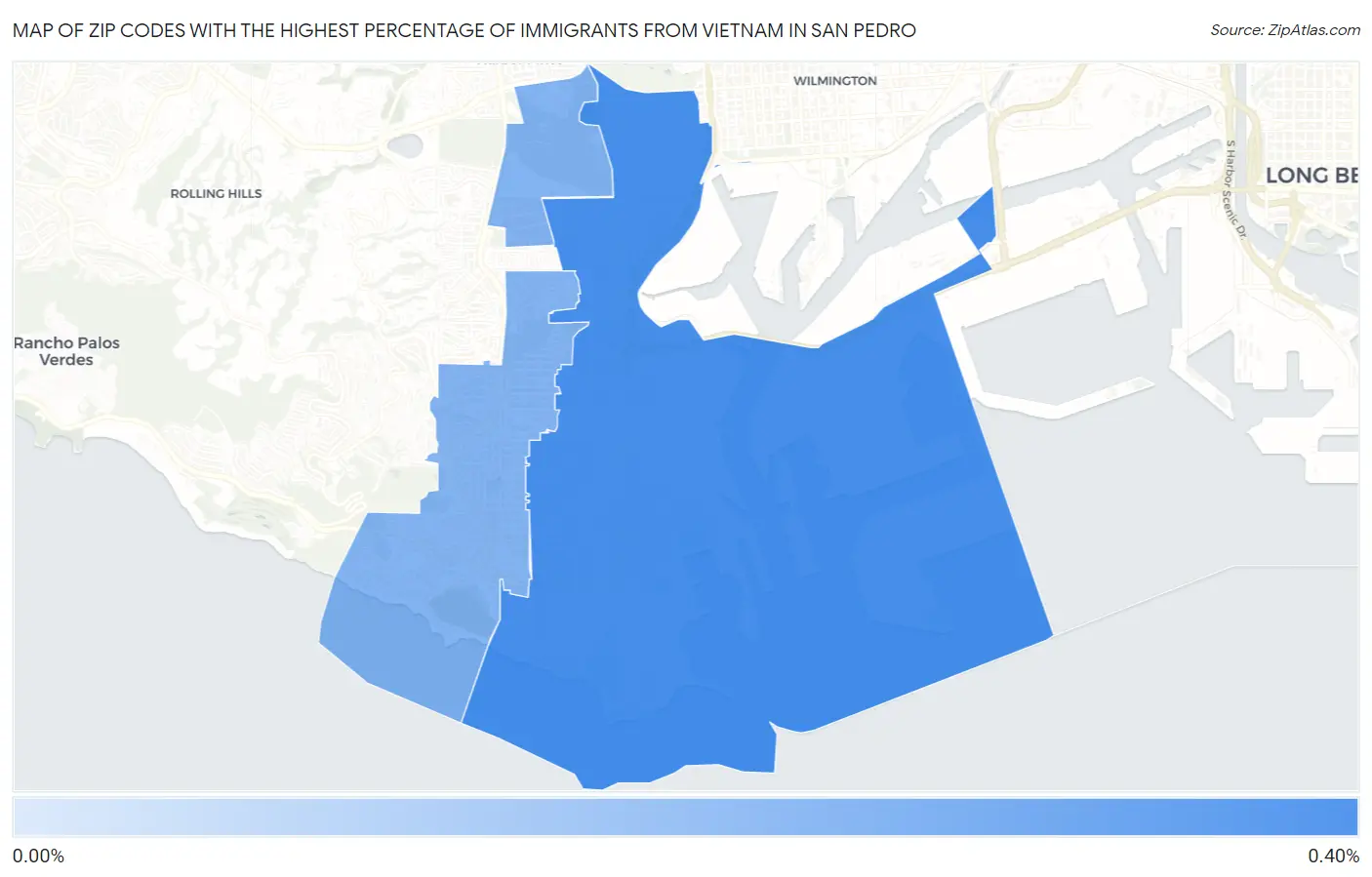 Zip Codes with the Highest Percentage of Immigrants from Vietnam in San Pedro Map