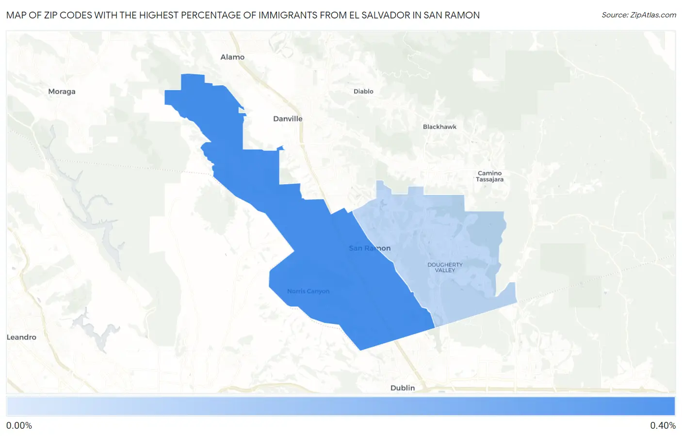 Zip Codes with the Highest Percentage of Immigrants from El Salvador in San Ramon Map