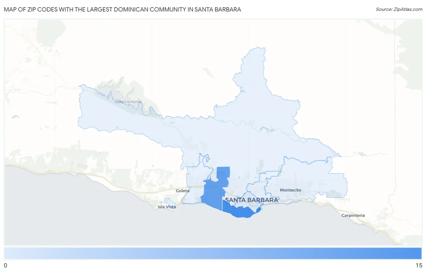 Zip Codes with the Largest Dominican Community in Santa Barbara Map