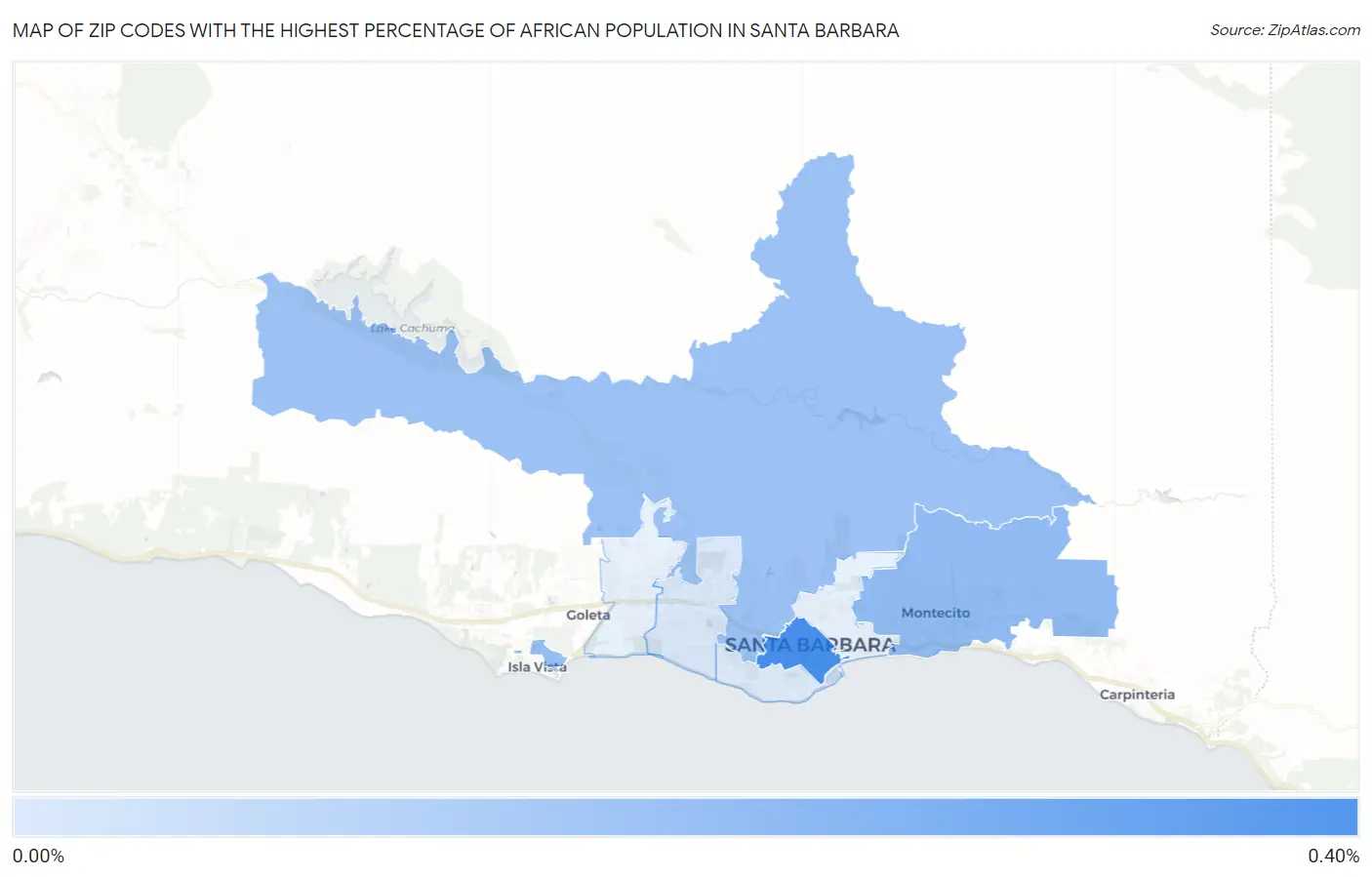 Zip Codes with the Highest Percentage of African Population in Santa Barbara Map