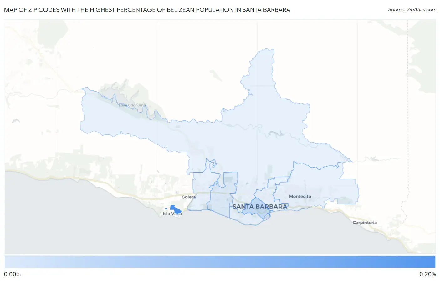 Zip Codes with the Highest Percentage of Belizean Population in Santa Barbara Map