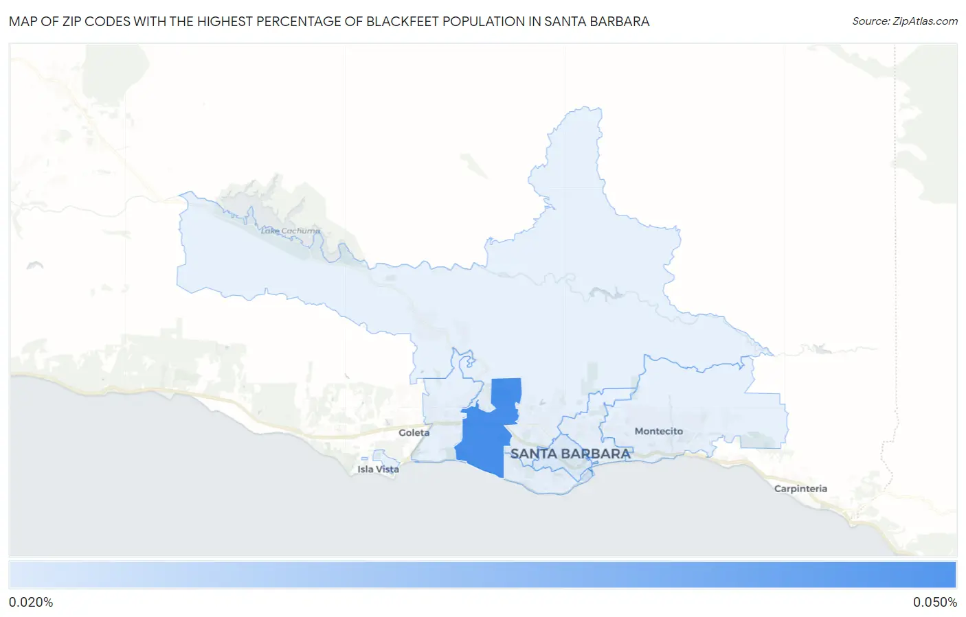Zip Codes with the Highest Percentage of Blackfeet Population in Santa Barbara Map