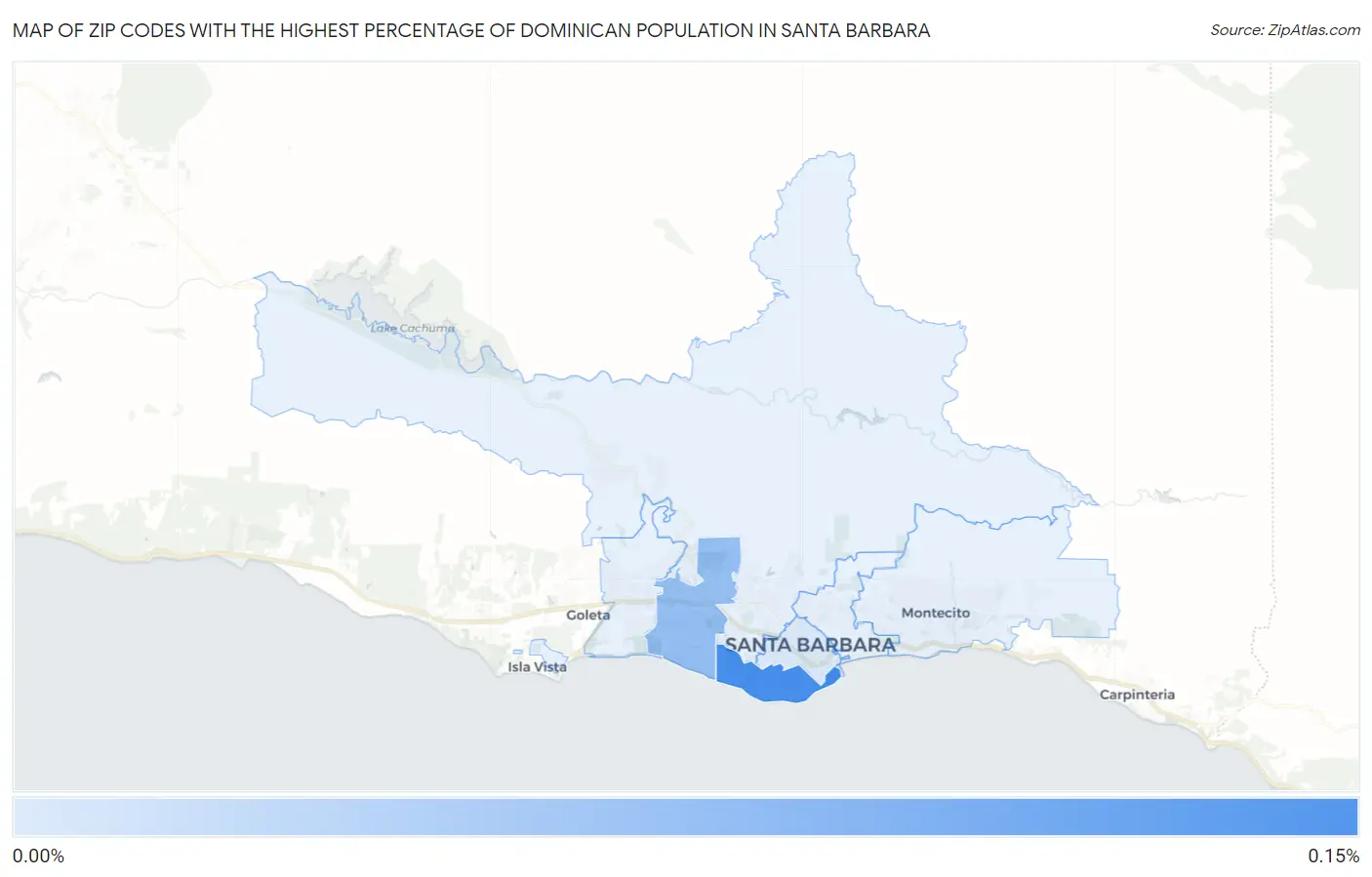 Zip Codes with the Highest Percentage of Dominican Population in Santa Barbara Map