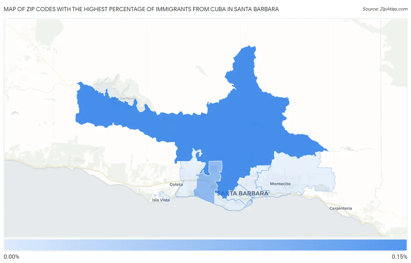 Zip Codes with the Highest Percentage of Immigrants from Cuba in Santa Barbara Map
