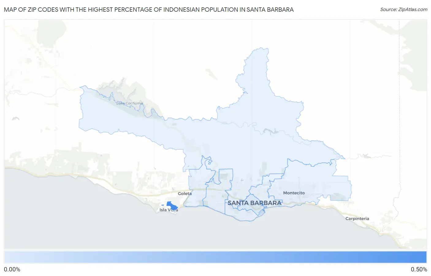 Zip Codes with the Highest Percentage of Indonesian Population in Santa Barbara Map