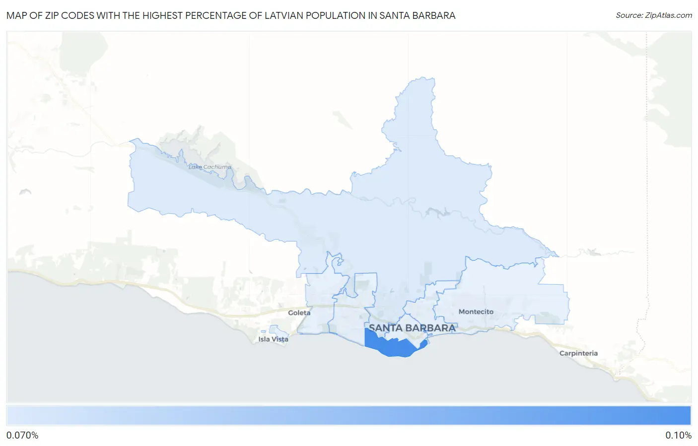 Zip Codes with the Highest Percentage of Latvian Population in Santa Barbara Map
