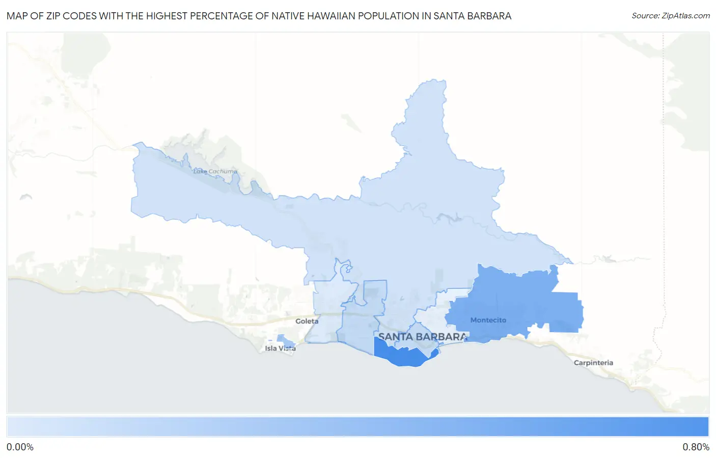 Zip Codes with the Highest Percentage of Native Hawaiian Population in Santa Barbara Map