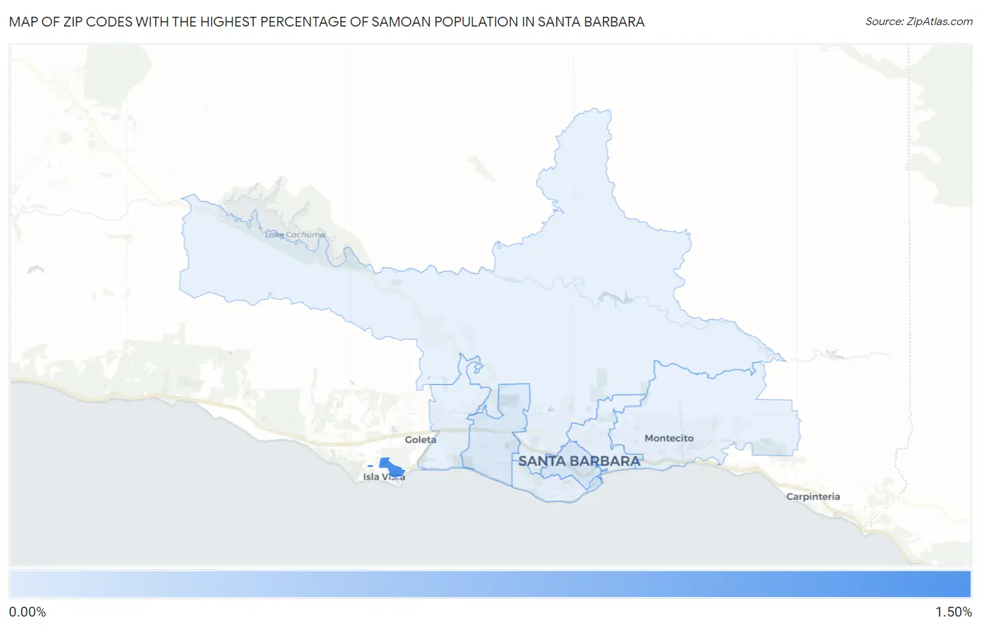 Zip Codes with the Highest Percentage of Samoan Population in Santa Barbara Map