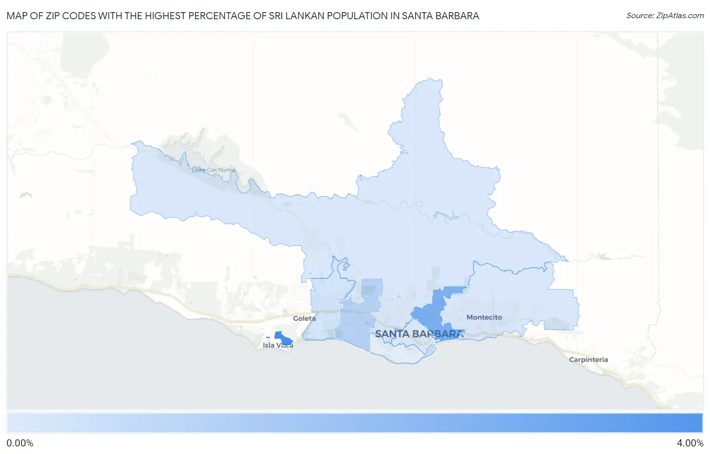 Zip Codes with the Highest Percentage of Sri Lankan Population in Santa Barbara Map